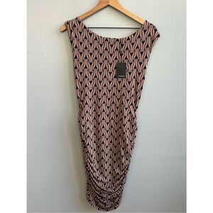 Tart Collections NWT Black Beige Ruched Bodycon Soft Modal Jersey Dress Medium